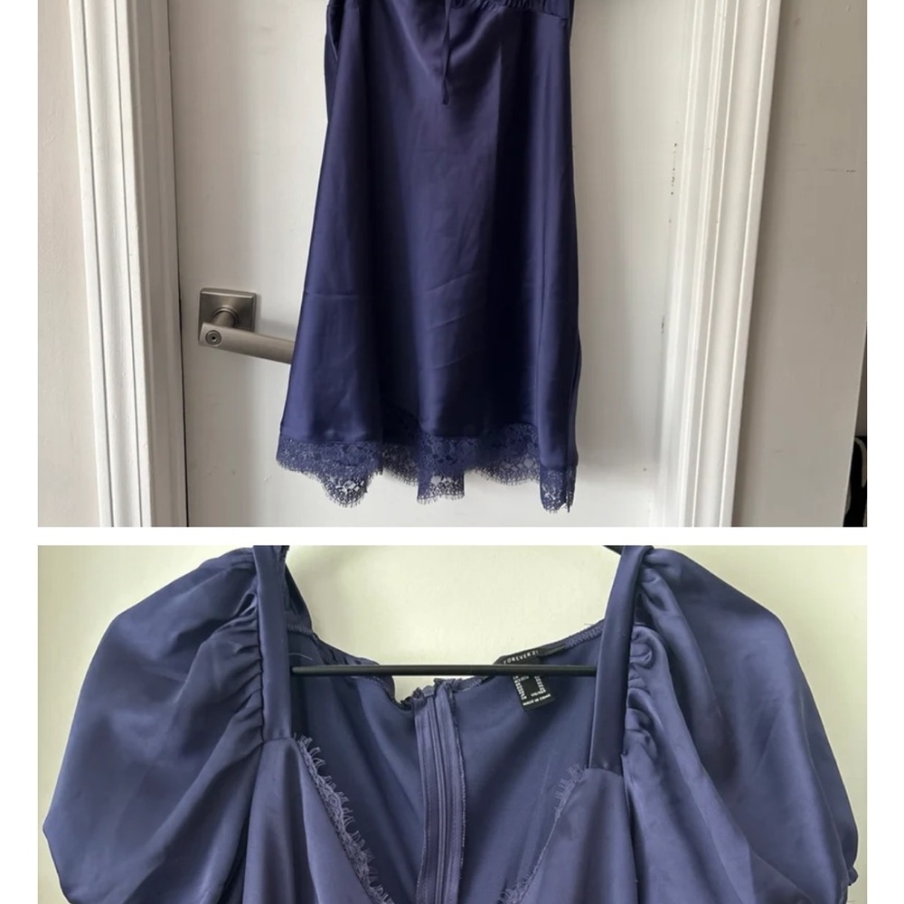 Forever 21 Navy Blue Lace Trim Dress